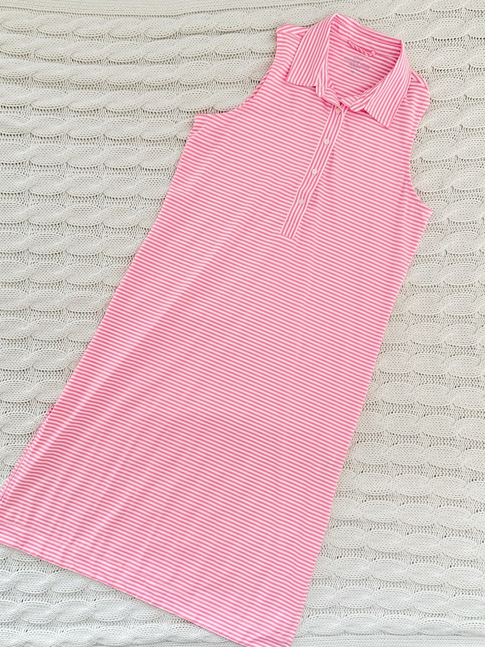 Vineyard Vines Pink & White Striped Sleeveless Polo Dress